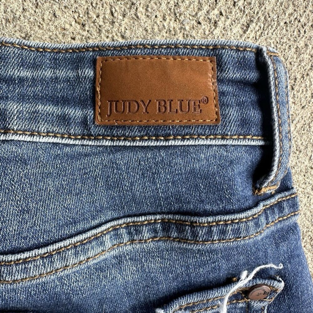Judy Blue Jeans Womens 3 (26) Blue Skinny Fit Mid Rise Stretch Distressed Denim - Picture 6 of 16